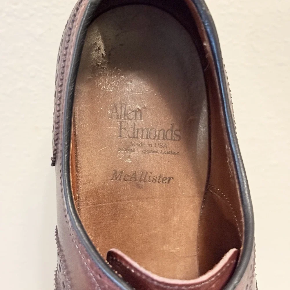 Allen Edmonds McAllister Wingtip Oxford Shoes Burgundy/Merlot Men's 10 D